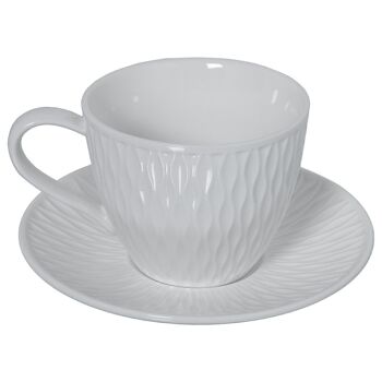 LOT DE 6 TASSES À THÉ AVEC ASSIETTE EN PORCELAINE AVEC BOÎTE CADEAU _MUG:10.5X8X6.5CM 200CC LL80567