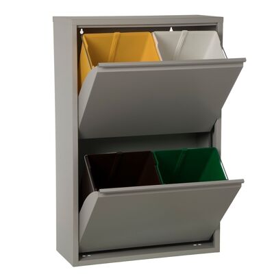 PAPELERA RECICLAJE 4 CUBOS GRIS MATE-4X18L. _60X25X92CM LL82030