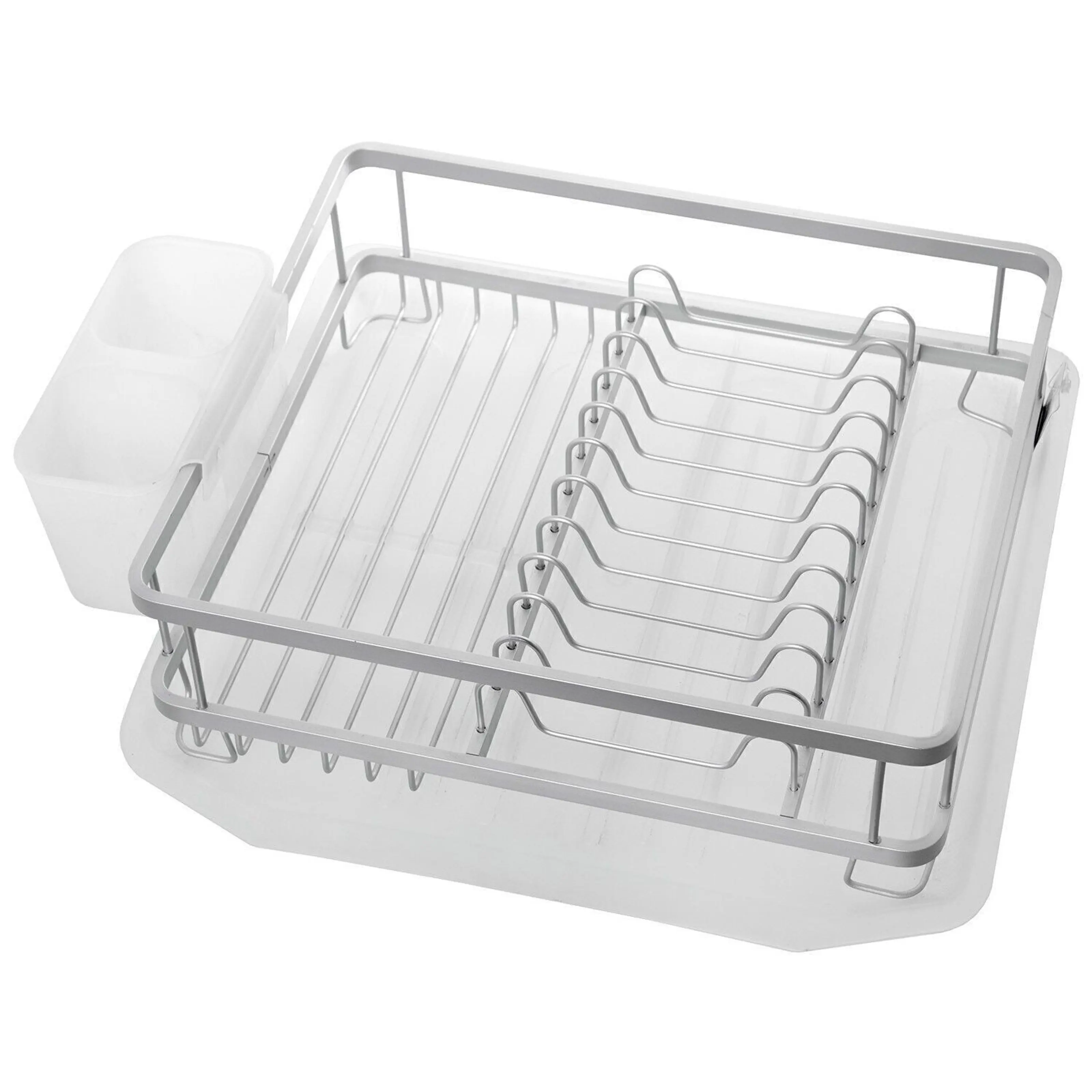 Kaufen Sie Abtropfgestell aus Aluminium mit Besteckhalter und Tablett, 39 x 36 x 13 cm, LL82049 zu Großhandelspreisen