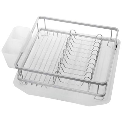 Égouttoir à vaisselle en aluminium avec porte-couverts et plateau _39X36X13CM LL82049