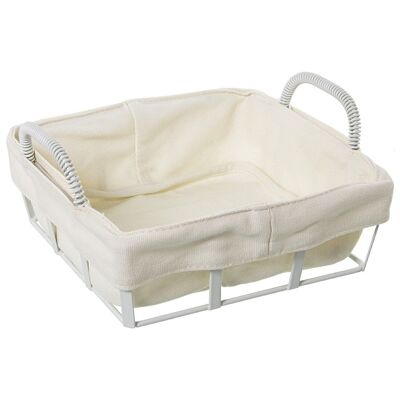 BREAD BASKET WITH WHITE METAL FABRIC, FABRIC: 95% COTTON + 5% POLYESTER 22X20X11CM LL82809