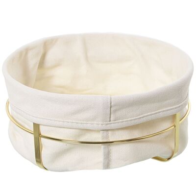 BREAD BASKET WITH GOLD METAL FABRIC, FABRIC: 95% COTTON + 5% POLYESTER °21.5X10.5CM LL82812
