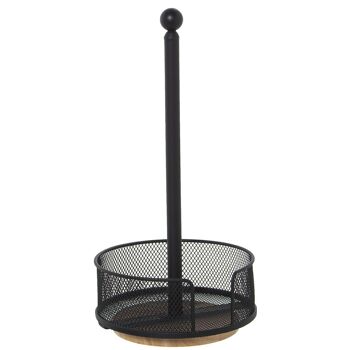 PORTE-ROULEAU DE CUISINE EN MÉTAL AVEC GRILLE NOIRE °18X36CM, BASE ROTATIVE LL82830 1