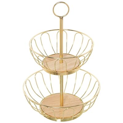 DOUBLE GOLDEN METAL FRUIT BOWL (ASSEMBLY REQUIRED) °28X42CM, FRUIT °28X10CM+°22X8CM LL82841