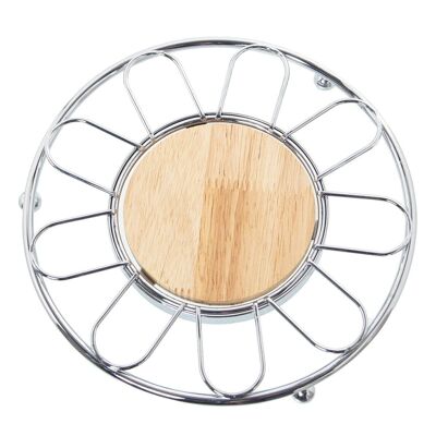 CHROME METAL TABLETOP WITH WOODEN CENTER °20X2CM, WOOD: °10CM LL82849