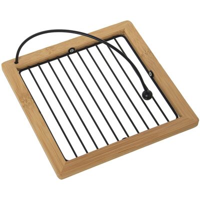 BLACK METAL NAPKIN HOLDER WITH WOODEN FRAME 18X18X9CM, BASE:18X18X1.5CM LL82859