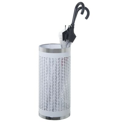 WHITE METAL UMBRELLA STAND WITH STAINLESS STEEL EDGE. _DIAM.23X50CM LL83309