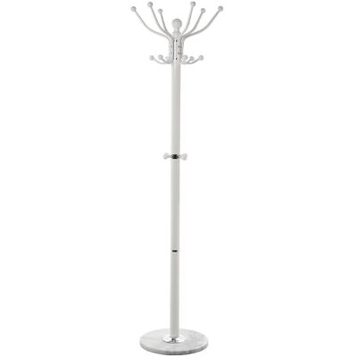 WHITE METAL STANDING COAT RACK WITH MARBLE BASE °36X175CM LL83689