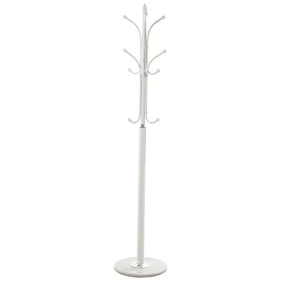PORTE-MANTEAU SUR PIED EN MÉTAL BLANC AVEC BASE EN MARBRE °36X175CM LL83692