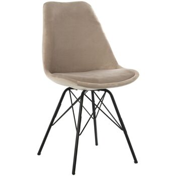 CHAISE EN VELOURS BEIGE AVEC PIEDS EN MÉTAL NOIR 48X55X83CM, HAUTE.ASSISE:50CM LL83833