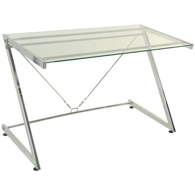 Schreibtisch aus Metall/Glas, 8 mm, 124 x 60 x 76 cm, LL83871