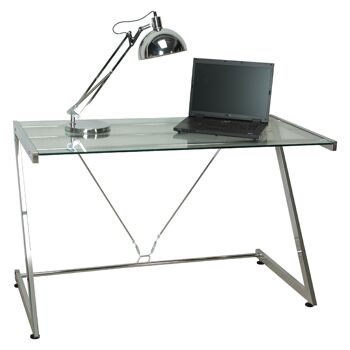 TABLE DE BUREAU MÉTAL/VERRE8MM _124X60X76CM LL83871 2