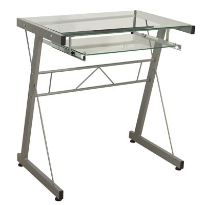 METAL GLASS COMPUTER TABLE 5MM W/REMOVABLE TRAY _70X46X74CM, TRAY:50X28CM LL83928