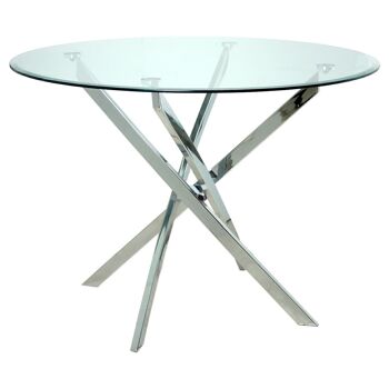 TABLE À MANGER EN VERRE AVEC PIEDS EN MÉTAL CHROME+90955 _°100X71CM-TEMPL VERRE:10MM LL83950