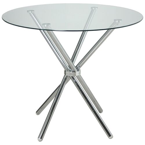 MESA COMEDOR CRISTAL C/PATASMETAL CROMADO+90957 _°100X76CM-CRISTAL TEMPL:10MM LL83953