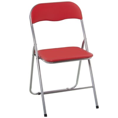 RED METAL FOLDING CHAIR, PADDED LEATHER SEAT 44X46X78CM, HIGH.SEAT:44CM LL84128