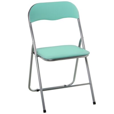 GREEN METAL FOLDING CHAIR, PADDED LEATHER SEAT 44X46X78CM, HIGH.SEAT:44CM LL84129