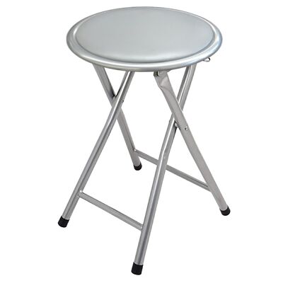 GRAY METAL FOLDING STOOL W/SAFETY LOCK °30X45CM, PVC PADDED SEAT LL84134