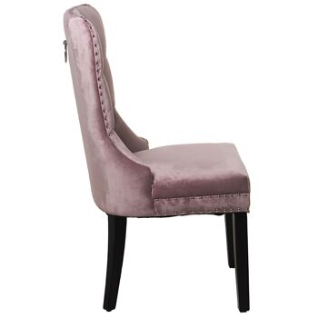 CHAISE EN VELOURS ROSE AVEC PIED EN BOIS 52X63X100CM, HAUTE.SIÈGE:48CM LL84136 4