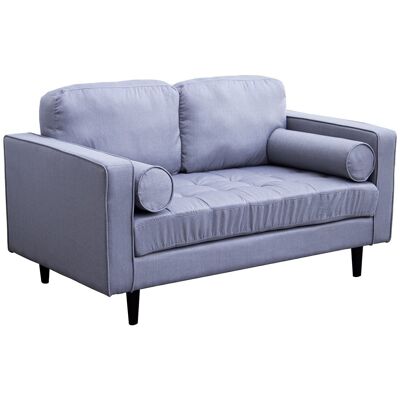 2 SEAT GRAY LINEN SOFA WITH WOODEN LEGS 145X83X80CM, HIGH.SEAT:44CM LL84144