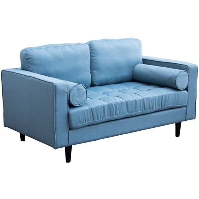 2 SEAT GREEN LINEN SOFA WITH WOODEN LEGS 145X83X80CM, HIGH.SEAT:44CM LL84145