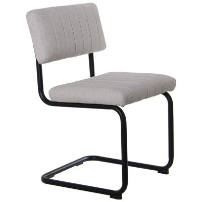 CHAISE TISSU Écru PIEDS MÉTAL NOIR 50X48X82CM, HAUTE.SIÈGE:48CM LL84156