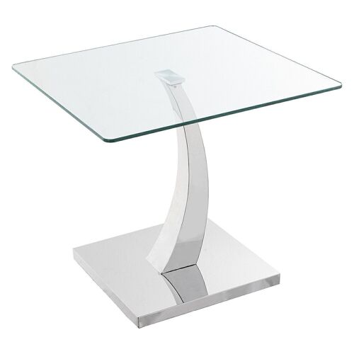 MESA AUXILIAR CRISTAL/ACER0+91154+91155 (BASE: ACERO+DM) 60X60X55CM, CRISTAL TEMP.8MM LL84163