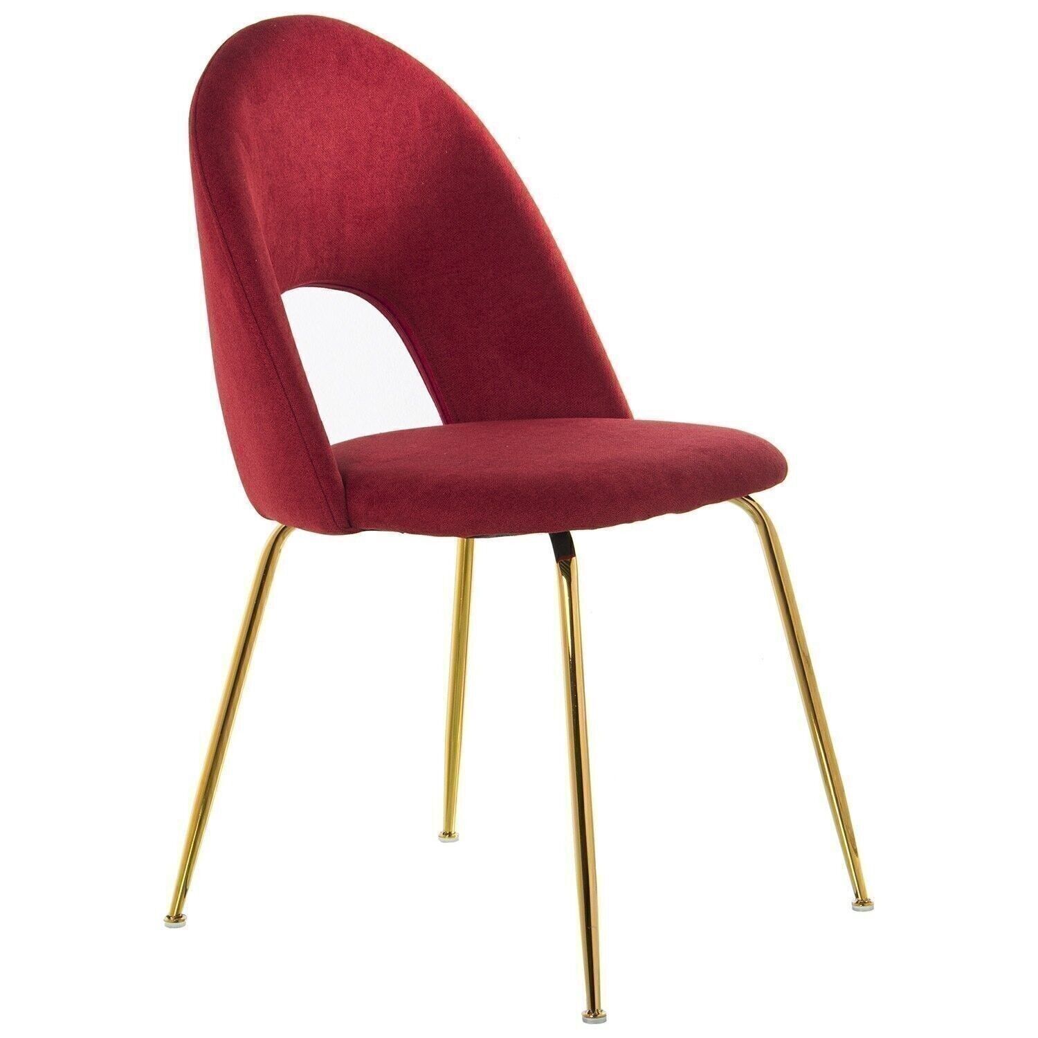 RED CHENILLE CHAIR+91158 GOLD METAL LEGS 50X51X86CM, HIGH.SEAT:47CM LL84166