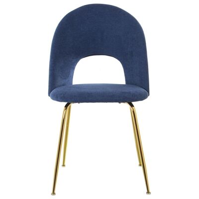 SILLA CHENILLA AZUL+91159 PATAS METAL DORADO 50X51X86CM, ALT.ASIENTO:47CM LL84167