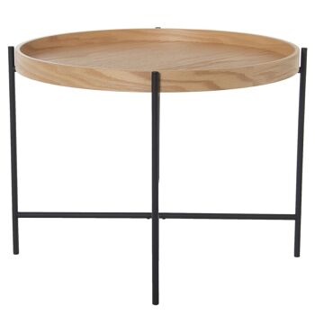 TABLE D'APPOINT EN BOIS NATUREL PIEDS MÉTAL NOIR ° 62X45CM, BOIS: DM + PLACAGE CHÊNE LL84257 2