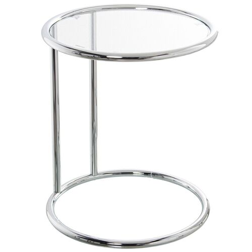 MESA AUXILIAR METAL CROMADO C/CRISTAL TRANSPARENTE °45X52CM, CRISTAL TEMPL:5MM LL84262