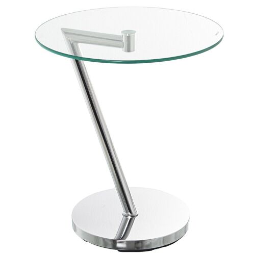 MESA AUXILIAR METAL CROMADO C/CRISTAL TRANSPARENTE °45X52CM, CRISTAL TEMPL:8MM LL84265