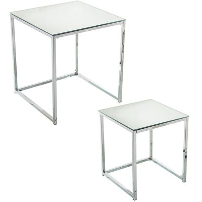 SET 2 MESAS AUXILIARES METAL/ESPEJO, ESPEJO: 5MM 45X45X50CM+35X35X40CM LL84275