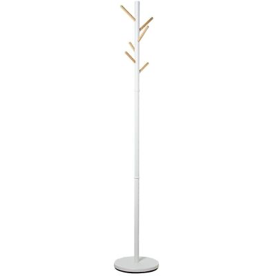 PORTE MANTEAU SUR PIED BOIS/METALBLANC/NATUREL °30,5X180CM LL84278