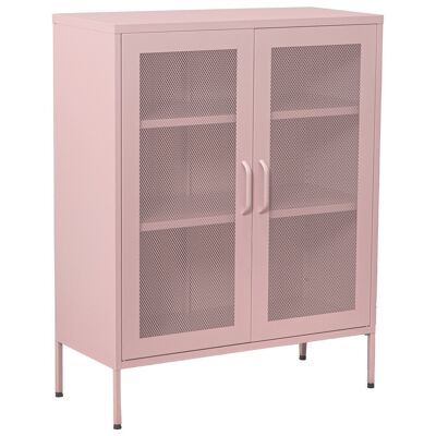 CREDENZA IN METALLO 2 ANTE CON GRIGLIA ROSA 80X35X102CM, ALTA.GAMBE: 15,5 cm LL84292