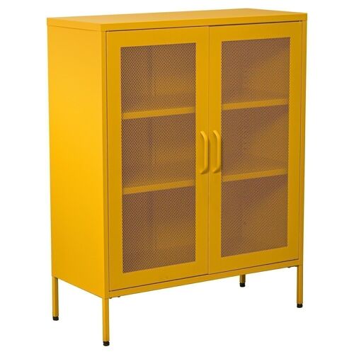 APARADOR METAL 2 PUERTAS C/REJILLA AMARILLO 80X35X102CM, ALT.PATAS:15,5CM LL84293