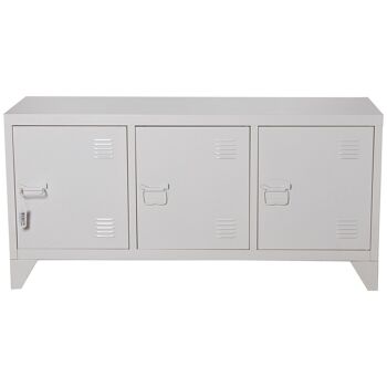 MEUBLE TV EN MÉTAL AVEC 3 PORTES BLANC+91168 120X40X58CM, HAUT.PIEDS:10,5CM LL84297