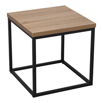 TABLE D'ANGLE EN BOIS PIEDS MÉTAL, PLANCHE : DM+MÉLAMINE+PVC 50X50X50CM LL84618