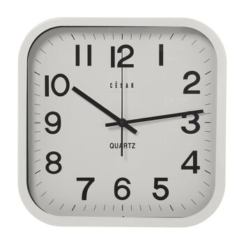 HORLOGE MURALE EN ALUMINIUM BLANC 30X30CM-MVTO.DEUXIÈME CONTINUE 30X30X4.5CM-BATTERIE:1XAA (NON INCL LL86065