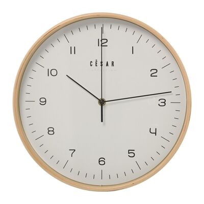 HORLOGE MURALE EN BOIS COULEUR HÊTRE32CM-MVTO.DEUXIÈME CONTINUE °32X4.5CM-BATTERIE:1XAA (NON INCLUS LL86067