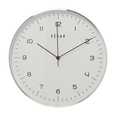 HORLOGE MURALE EN ALUMINIUM ARGENT31CM-MVTO.SECONDE CONTINUE °31X4CM-BATTERIE:1XAA (NON INCLUS LL86115