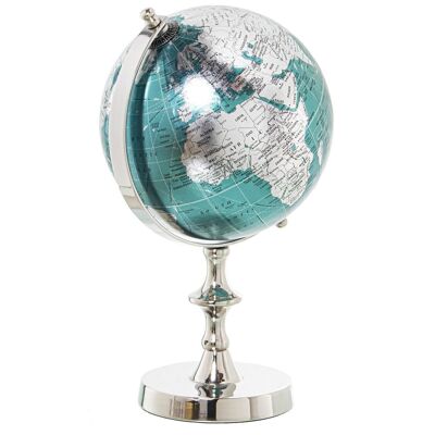 NICKEL FINISH ALUMINUM EARTH GLOBE, GLOBE:ø15CM, BLUE 16X15X27CM, BASE:10.7CM LL86611