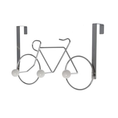 DOOR HANGER WITH 3 METAL CHROME BICYCLE HOOKS _31.5X12X20.5CM LL87167