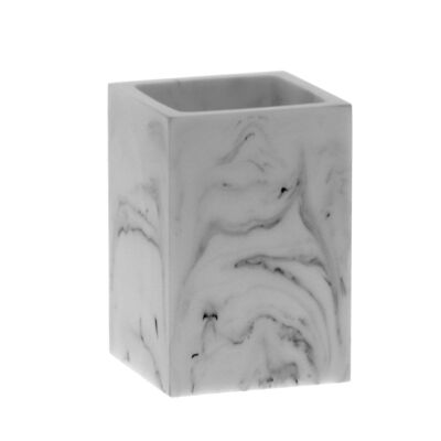 Badezimmerglas aus Acryl mit Marmoroberfläche, 7 x 7 x 10 cm, LL87169