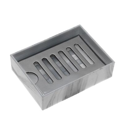Badezimmer-Seifenschale aus Acryl/Metall, Marmor-Finish, 12 x 9 x 3,5 cm, LL87302