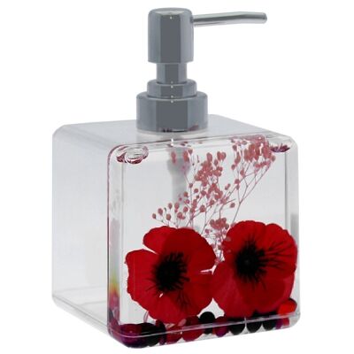 DOSIFICADOR BAÑO ACRÍLICO FLORES _9X9X14,5CM LL87421