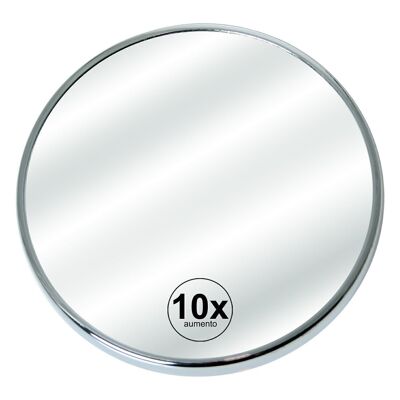 SUCTION CUP MIRROR 10 MAGNIFICATIONS CHROME METAL BATHROOM _°15X1.5CM LL88016