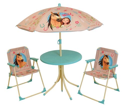 SPIRIT SALON DE JARDIN (TABLE, 2 CHAISES, PARASOL)