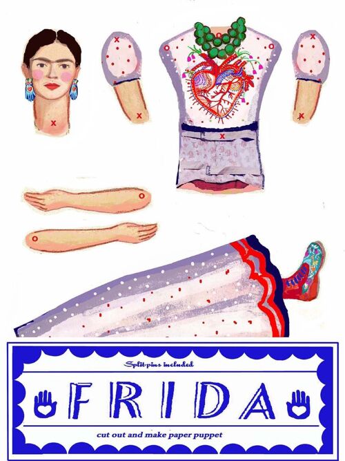 Frida K cut and make Artist Puppet  fun activity and gift
