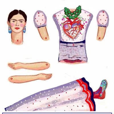 Frida K cut and make Artist Puppet  fun activity and gift